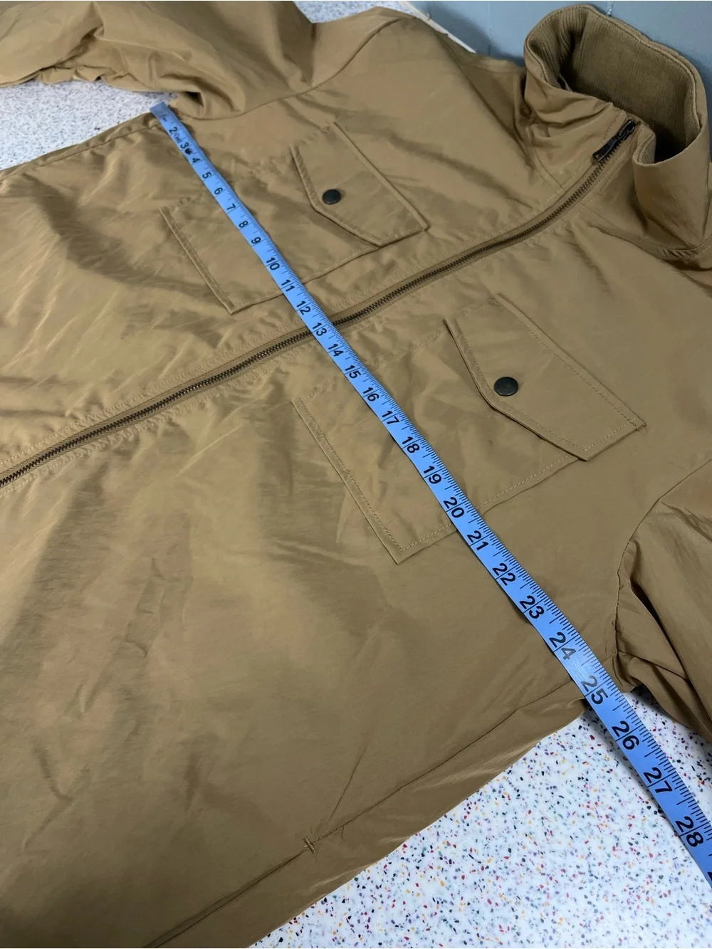 Banana Republic Men's Padded Mock Neck Lightweight Zip Front Jacket Tan Size L